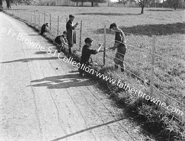 ARTANE BOYS PAINTING FENCE ON DRIVEWAY AT ARTANE COLL